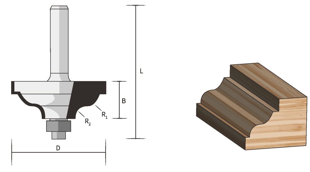 Produktbild Famag HM-Profilfräser mit Kugel 9,5 mm Durchmesser 34,9 mm