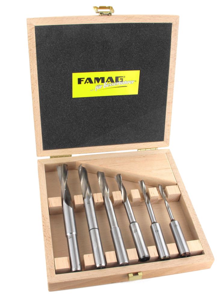 Produktbild Famag Langlochfräsbohrer mit Spiralnut 6 teiliger Satz mit Holzkasten rechtaschneidend