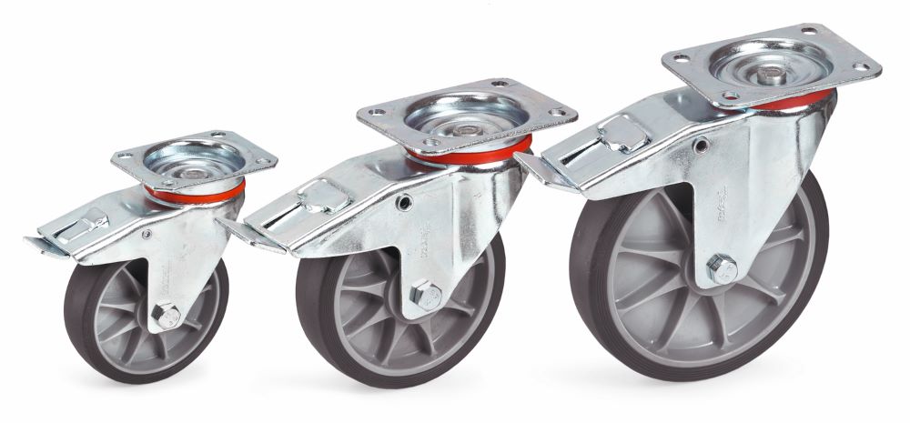 Produktbild Fetra Lenkrolle mit Feststeller 200 x 40 mm Räder mit TPE-Bereifung