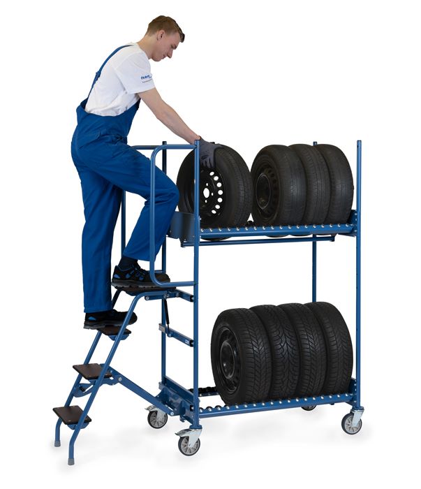 Produktbild FETRA Reifen-Kommissionierwagen 4562 4 Lenkrollen 2 mit Feststeller H 1749 x L 1343 mm bild 4