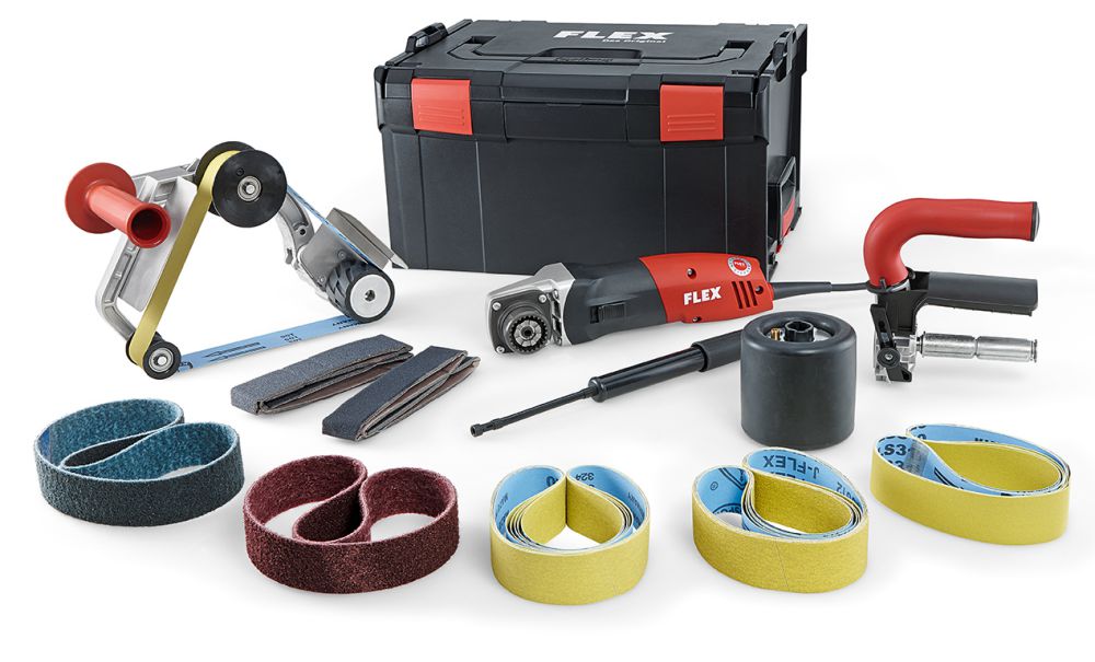 Produktbild FLEX Satiniermaschine und Rohrbandschleifer TRINOXFLEX im Set