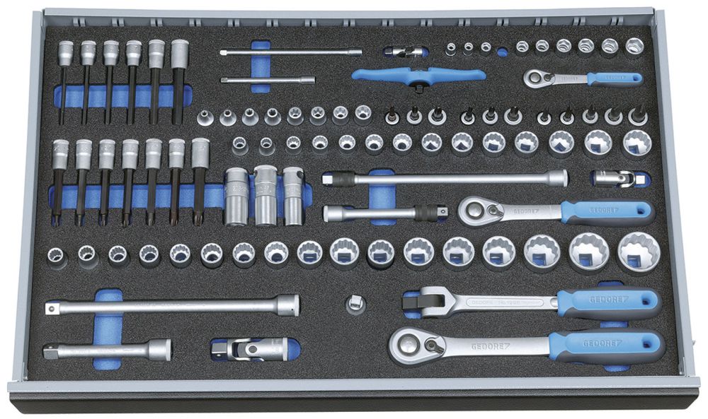 Produktbild GEDORE Steckschlüssel-Satz 1/4 3/8 1/2 in Check-Tool-Modul, 91-tlg
