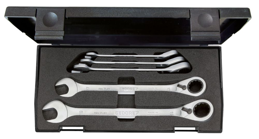 Produktbild GEDORE Satz Maulschlüssel mit Ringratsche, umschaltbar 5-tlg 8-19 mm
