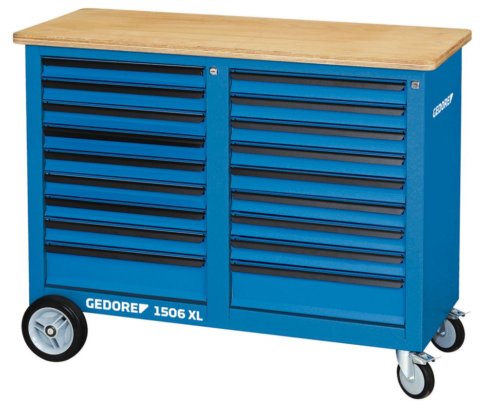 Produktbild GEDORE Rollwerkbank, 1,25 m breit, mit 18 Schubladen