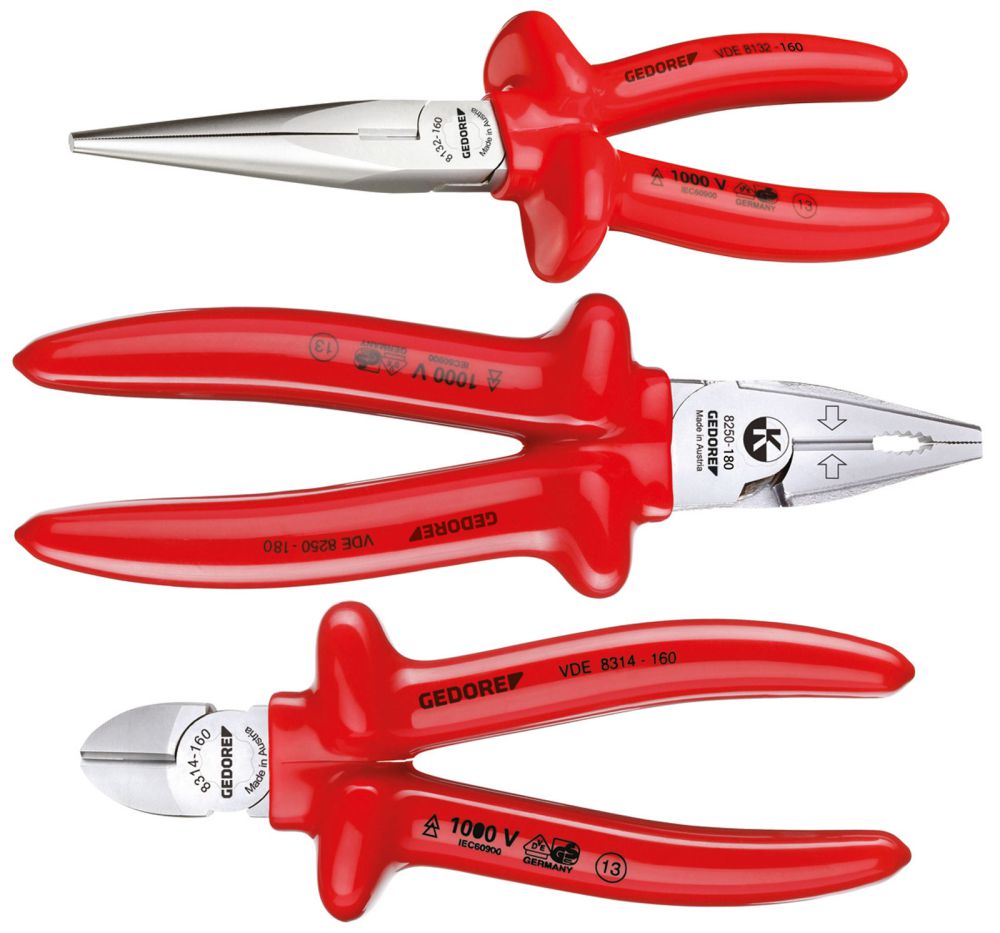 Produktbild GEDORE VDE-Zangen-Satz mit Tauchisolierung 3-tlg