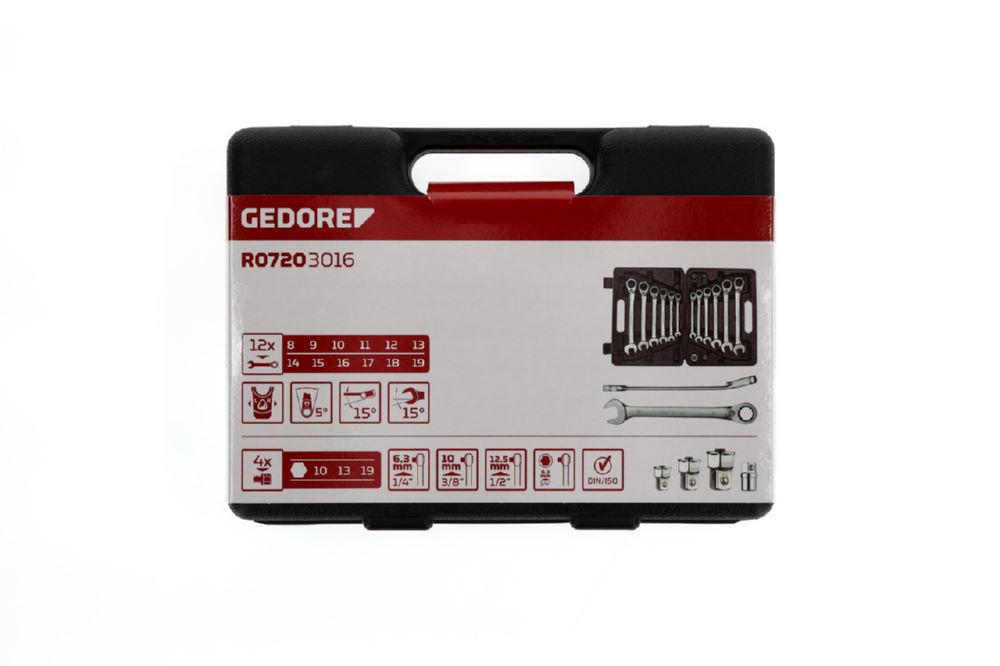 Produktbild R07203016 Ringratschenmaulschlüssel Satz SW8-19 mm 16-teilig bild 2
