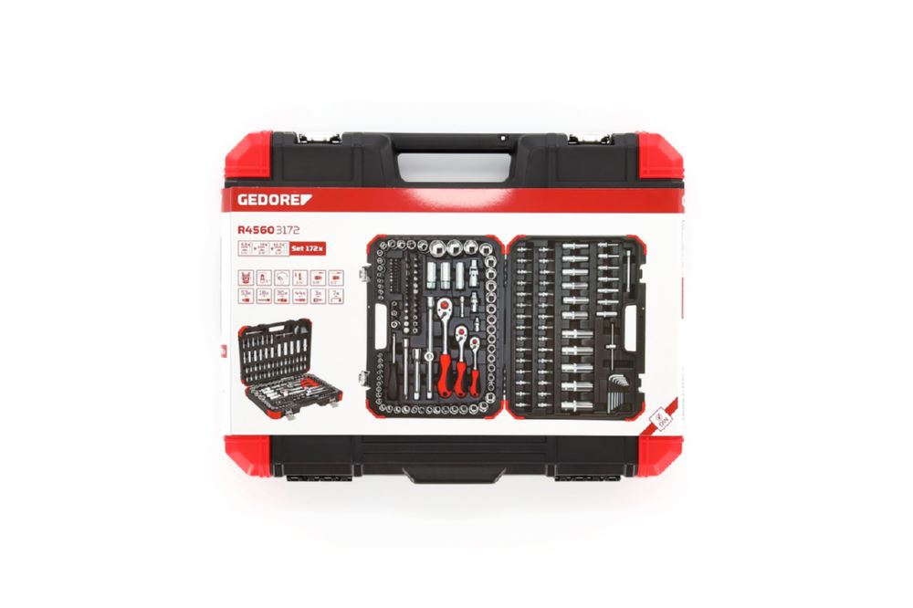 Produktbild GEDORE Steckschlüssel Satz 1/4 Zoll + 3/8 Zoll + 1/2 Zoll 172 teilig R45603172