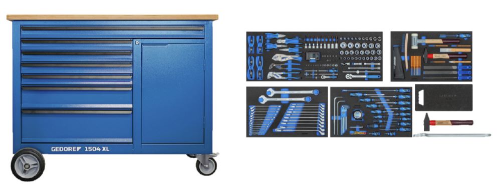Produktbild GEDORE Werkbank mit Basis-Sortiment AGRAR 198-teilig 1504 XL-S-198