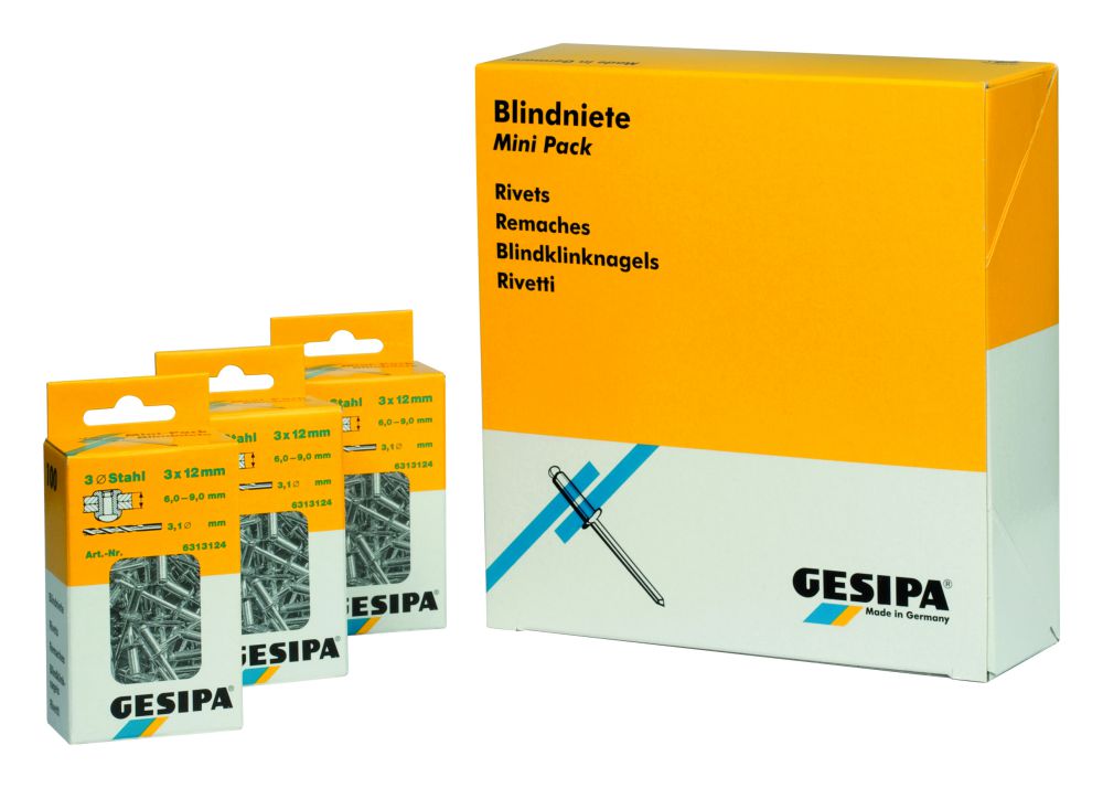 Produktbild GESIPA PolyGrip Blindnietmuttern Mini-Pack Stahl M 8 x 11 x 20, 25 Stk.