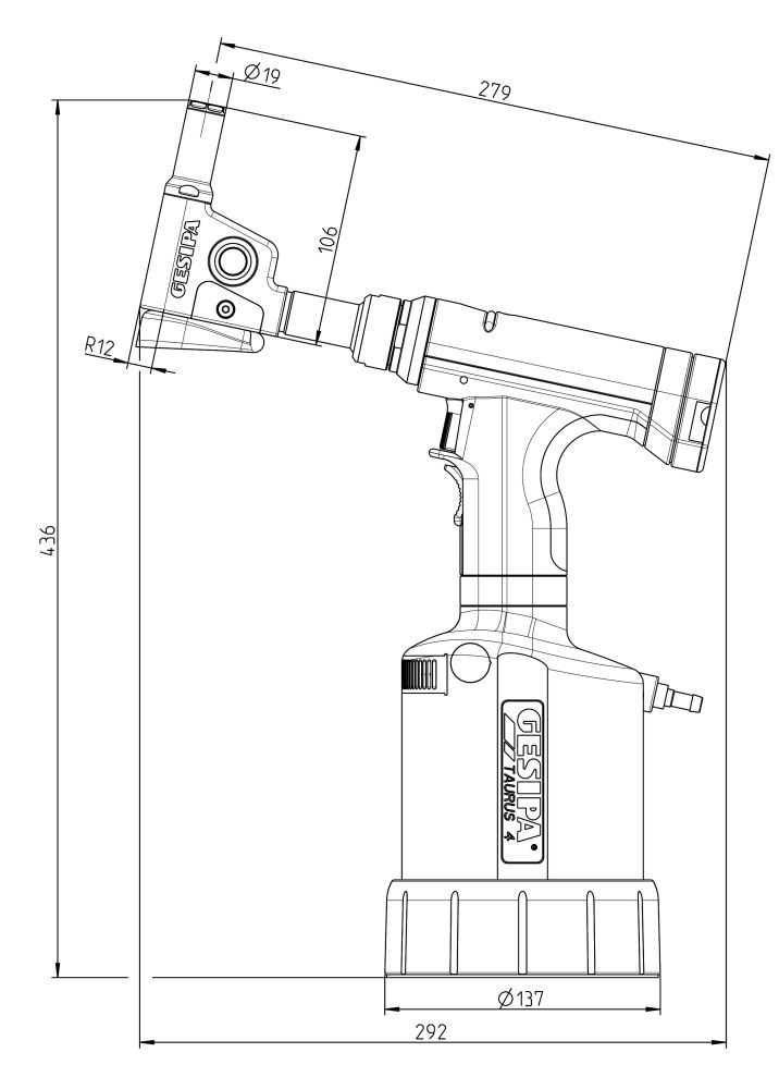 Produktbild GESIPA Schliessringbolzen-Setzgerät TAURUS 4 mit Winkelkopf compact 90° für Schliessrin bild 2