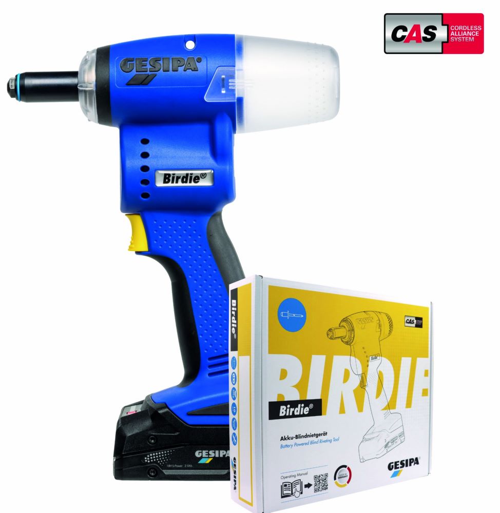 Produktbild GESIPA Birdie mit 2 x Akku 2,0 Ah und 1 x Ladegerät im Karton bild 3