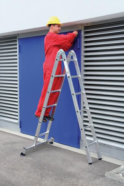 Produktbild Günzburger Aluminium Klappleiter mit Nivello Traverse 2 x 6 Sprossen