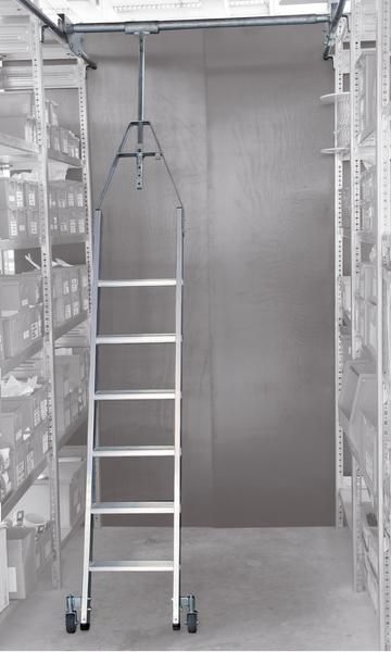 Produktbild Günzburger Aluminium Regalleiter für Doppelregal drehbar mit 11 Stufen