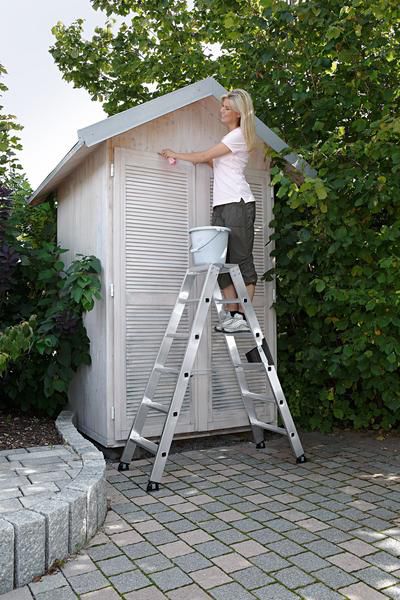 Produktbild Günzburger Aluminium Stehleiter beidseitig begehbar 2 x 14 Stufen bild 5