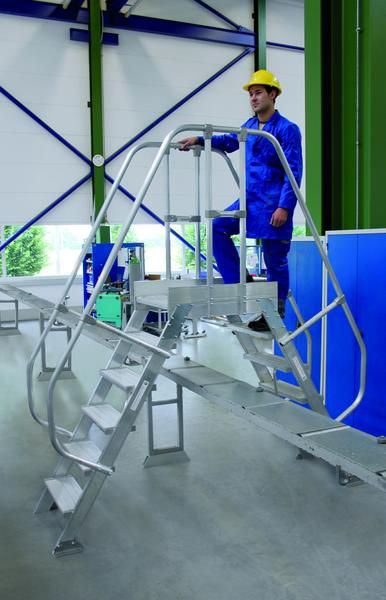 Produktbild Günzburger Aluminium Überstieg stationär oder fahrbar 60 Grad mit 9 Stufen 1000 mm breit