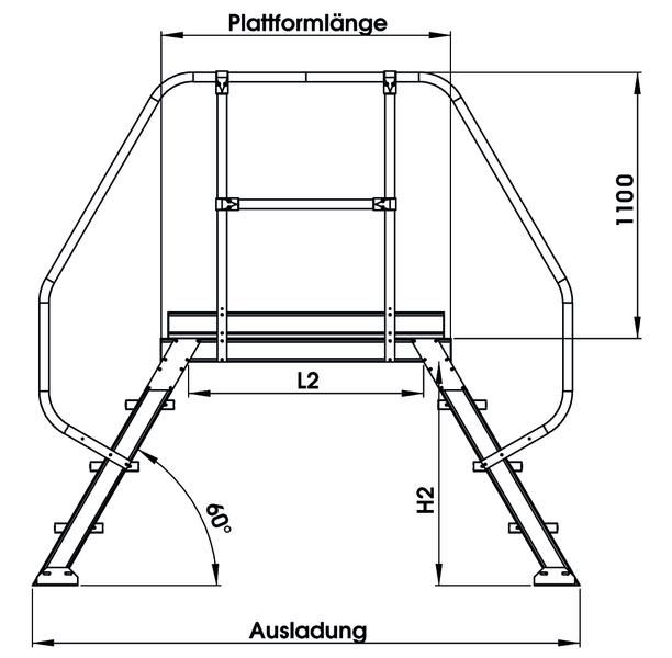 Produktbild Günzburger Aluminium Überstieg stationär oder fahrbar 60 Grad mit 11 Stufen 1000 mm breit bild 2