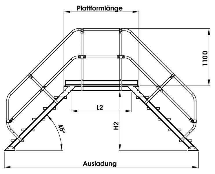 Produktbild Günzburger Aluminium Überstieg stationär oder fahrbar 45 Grad mit 10 Stufen 800 mm breit bild 2