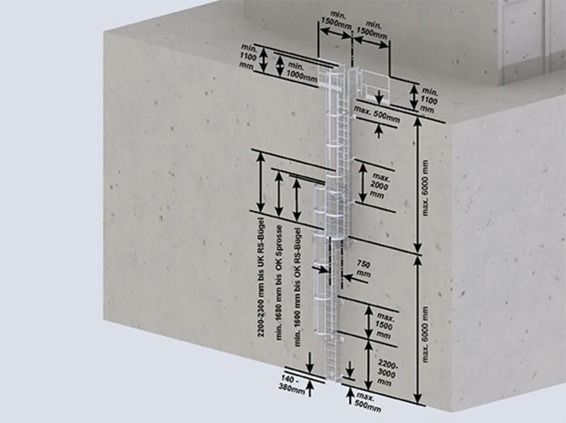 Produktbild Günzburger Einzügige Steigleiter mit Rückenschutz Steighöhe 7,28 m Alu blank bild 5
