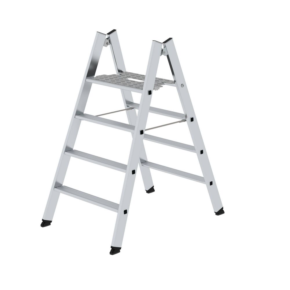 Produktbild Günzburger Klapptritt beidseitig begehbar Alu natur 4 Stufen