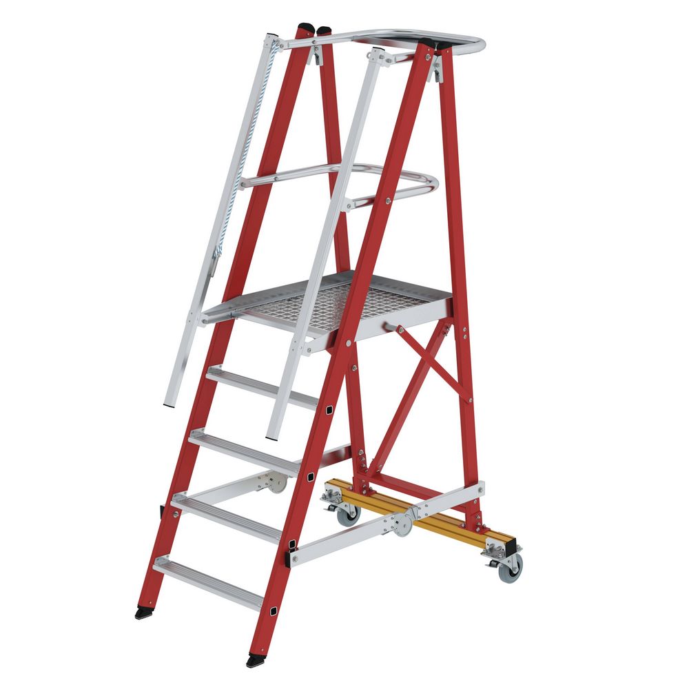 Produktbild Günzburger Plattformleiter 5 Stufen klappbar fahrbar mit GFK Handlauf