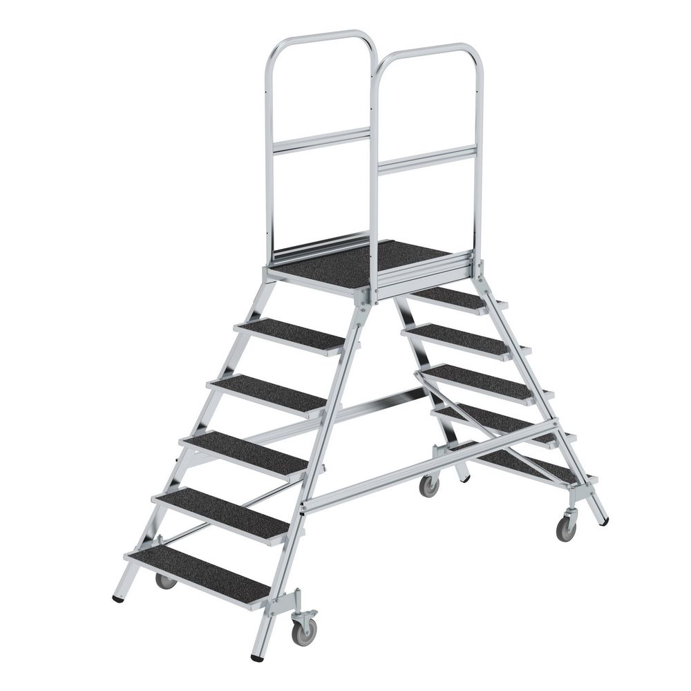 Produktbild Günzburger Podesttreppe 6 Stufen beidseitig begehbar mit Federrolle