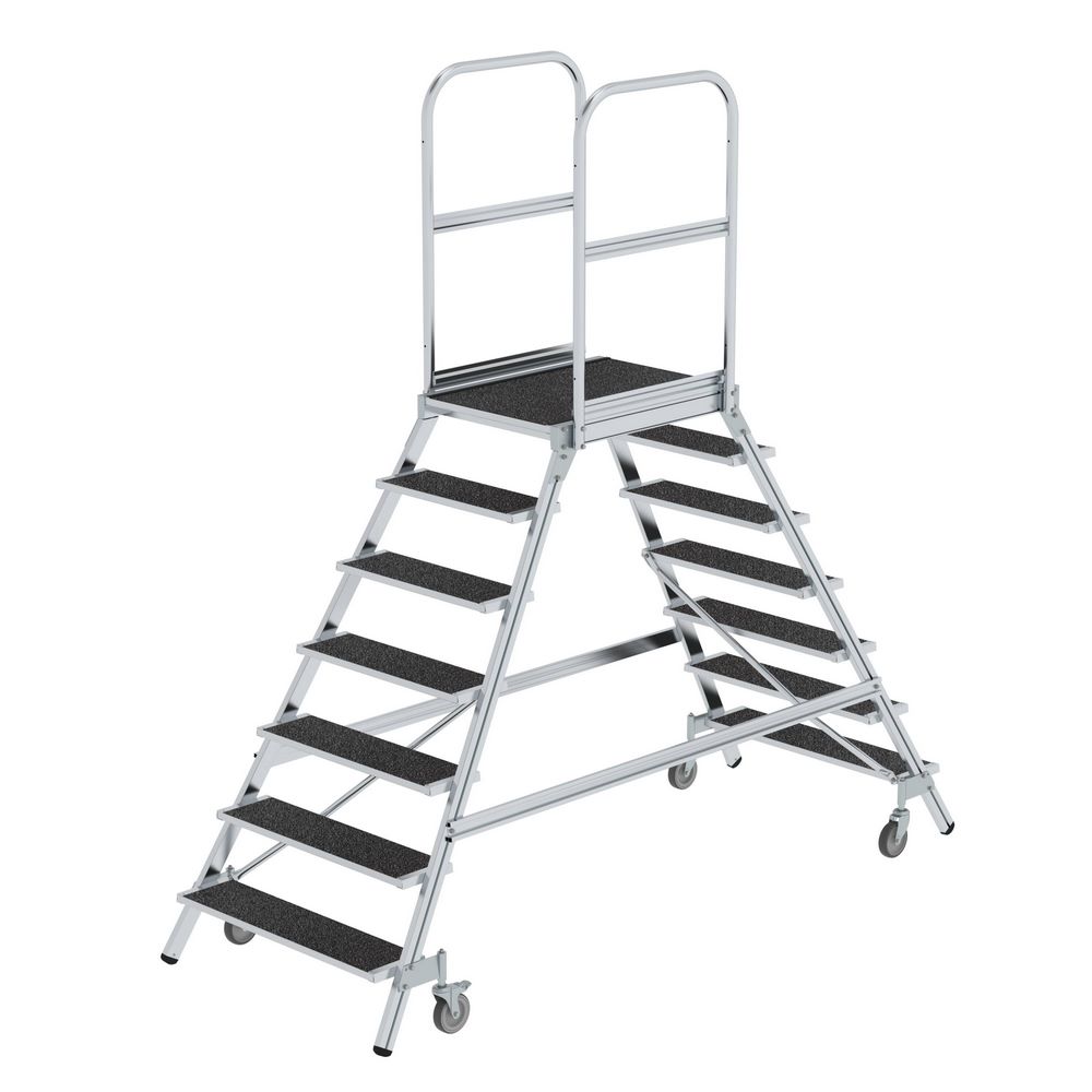 Produktbild Günzburger Podesttreppe 7 Stufen beidseitig begehbar mit Federrolle