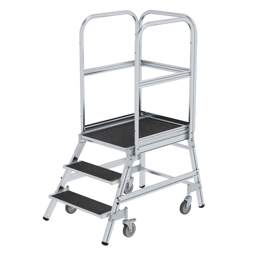Produktbild Günzburger Podesttreppe 3 Stufen einseitig begehbar mit Federrollen