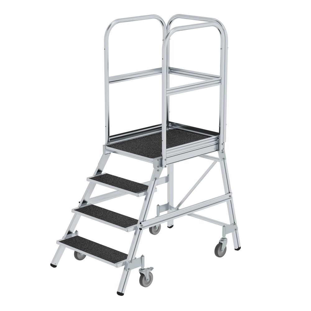 Produktbild Günzburger Podesttreppe 4 Stufen einseitig begehbar mit Federrollen