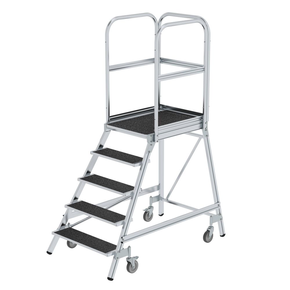 Produktbild Günzburger Podesttreppe 5 Stufen einseitig begehbar mit Federrollen