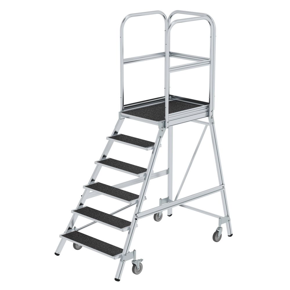 Produktbild Günzburger Podesttreppe 6 Stufen einseitig begehbar mit Federrollen
