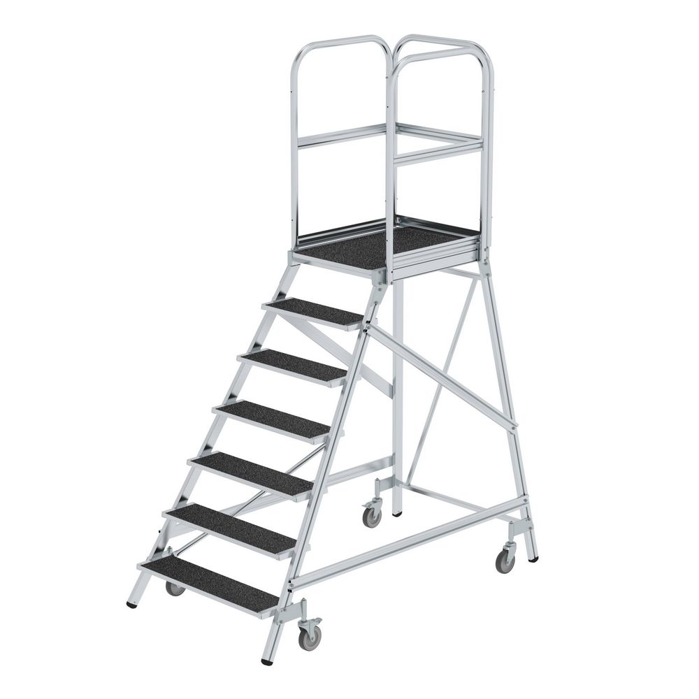 Produktbild Günzburger Podesttreppe 7 Stufen einseitig begehbar mit Federrollen