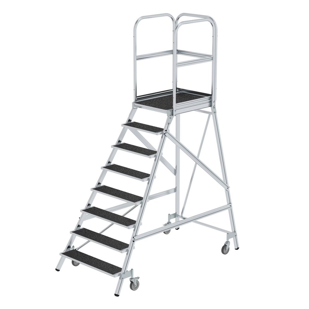 Produktbild Günzburger Podesttreppe 8 Stufen einseitig begehbar mit Federrollen