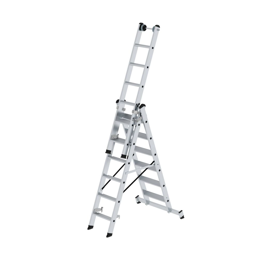 Produktbild Günzburger Stufen Mehrzweckleiter 3 teilig mit nivello Traverse 3x6 Stufen