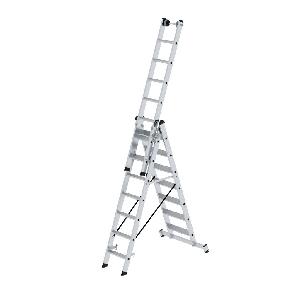 Produktbild Günzburger Stufen Mehrzweckleiter 3 teilig mit nivello Traverse 3x7 Stufen