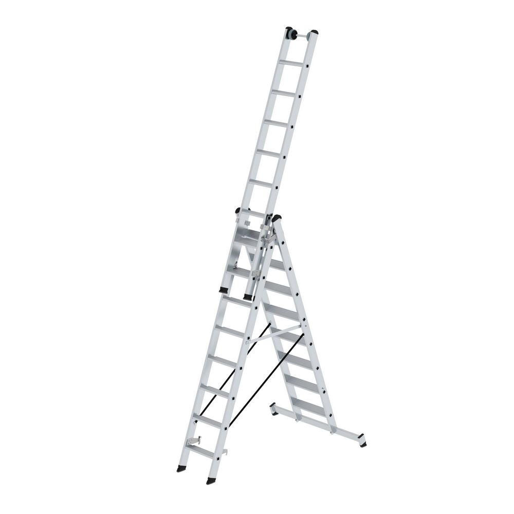 Produktbild Günzburger Stufen Mehrzweckleiter 3 teilig mit nivello Traverse 3x8 Stufen