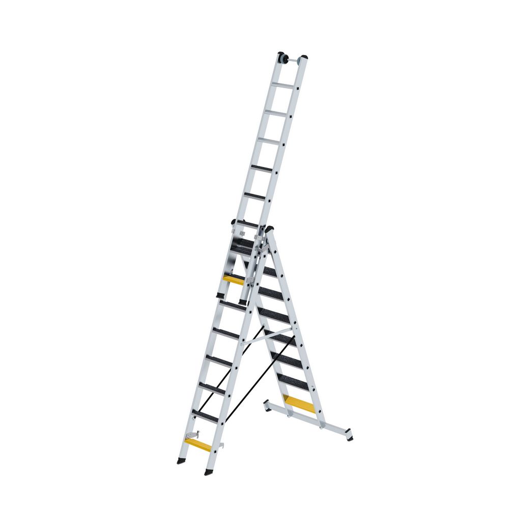 Produktbild Günzburger Stufen Mehrzweckleiter 3 teilig mit nivello Traverse clip step R13 3x8 Stufen