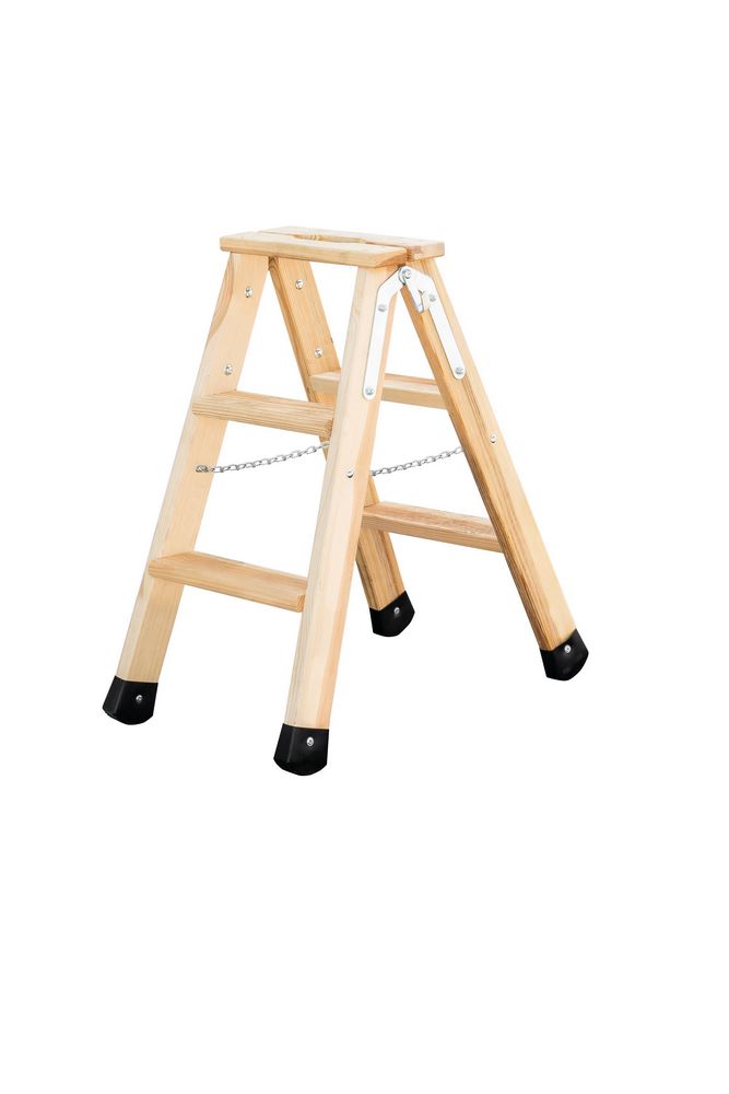 Produktbild Günzburger Stufen Stehleiter Holz beidseitig 3 Stufen 78 cm