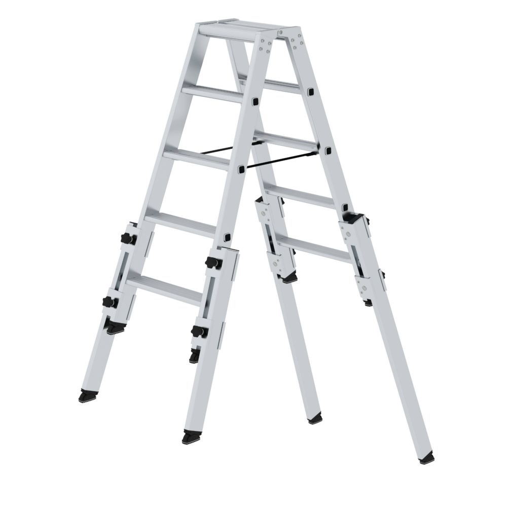 Produktbild Günzburger Stufen Stehleiter treppengängig 2 x 5 Stufen Aliminium
