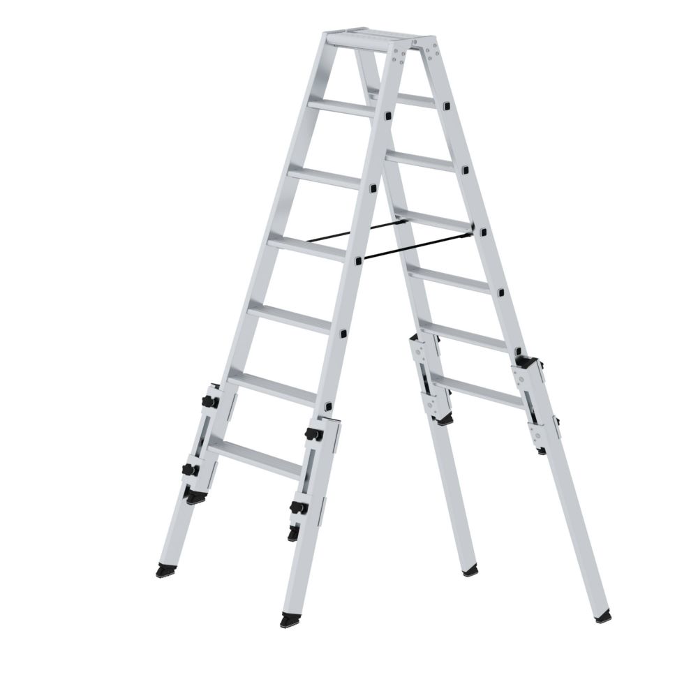 Produktbild Günzburger Stufen Stehleiter Aluminium treppengängig 2 x 7 Stufen