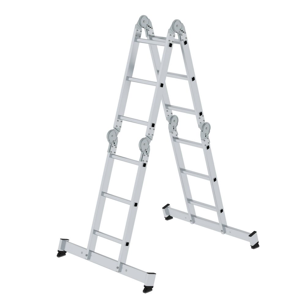 Produktbild Günzburger Vielzweckleiter 4 teilig mit nivello Traverse 4x3 Sprossen Holzbelag