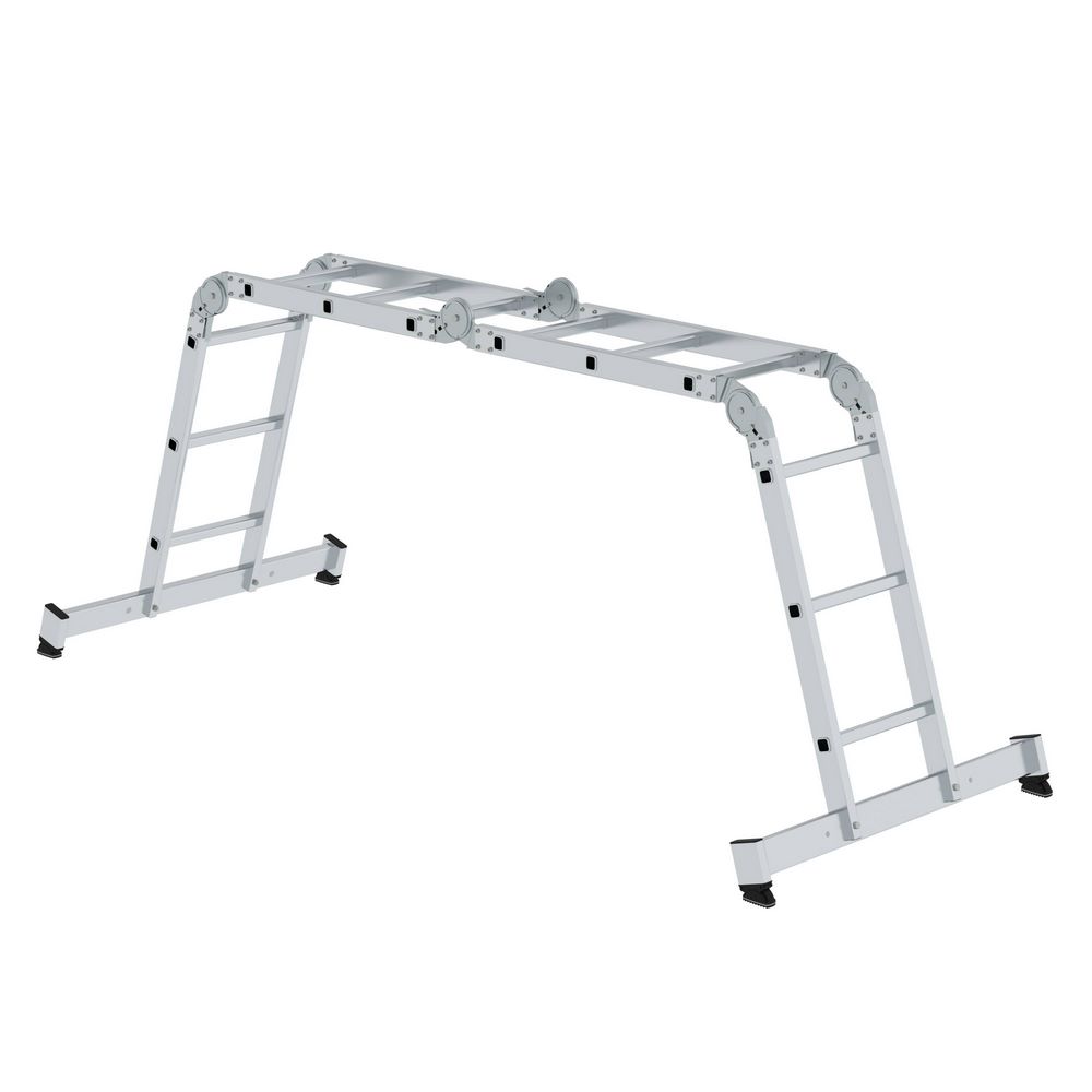 Produktbild Günzburger Vielzweckleiter 4 teilig mit nivello Traverse 4x3 Sprossen Holzbelag bild 4