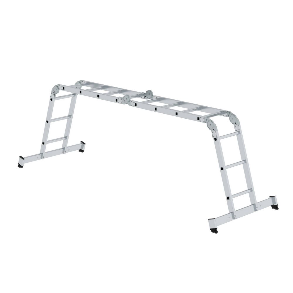 Produktbild Günzburger Vielzweckleiter 4 teilig mit nivello Traverse Holzbelag 2x3 sowie 2x4 Sprossen bild 4