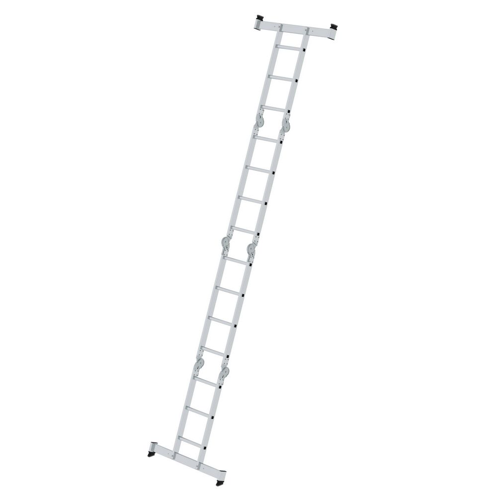 Produktbild Günzburger Vielzweckleiter 4 teilig mit nivello Traverse Holzbelag 2x3 sowie 2x4 Sprossen bild 5