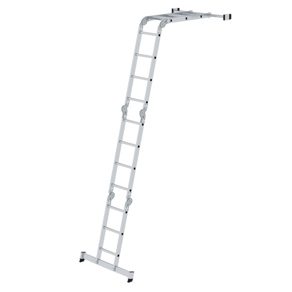 Produktbild Günzburger Vielzweckleiter 4 teilig mit nivello Traverse Holzbelag 2x3 sowie 2x4 Sprossen bild 6