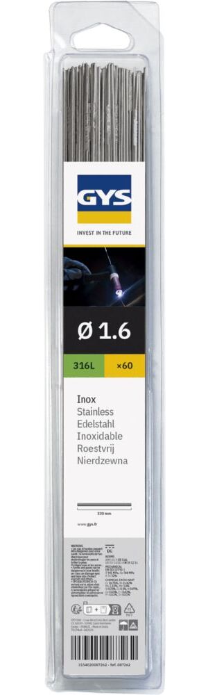 Produktbild Gys 60 WIG-Schweißstäbe aus Edelstahl 316L Durchmesser 1,6 mm 330 mm