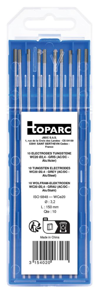 Produktbild Gys 10 Wolfram Elektroden WC20 3,2 mm Grau AC/DC Alu/Stahl