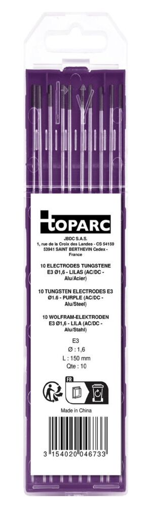 Produktbild Gys 10 Wolfram-Elektroden lila für AC/DC 1,6 mm Alu/Stahl