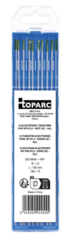 Produktbild Gys 10 Wolfram-Elektroden WP PUR - Grün für AC Durchmesser 1,6 mm