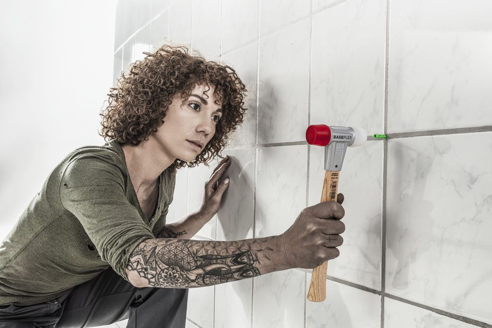 Produktbild BASEPLEX-Schonhammer, Nylon / Celluloseacetat mit Zinkdruckguss-Gehäuse und Holzstiel | D=40 mm | 3968.040 bild 3