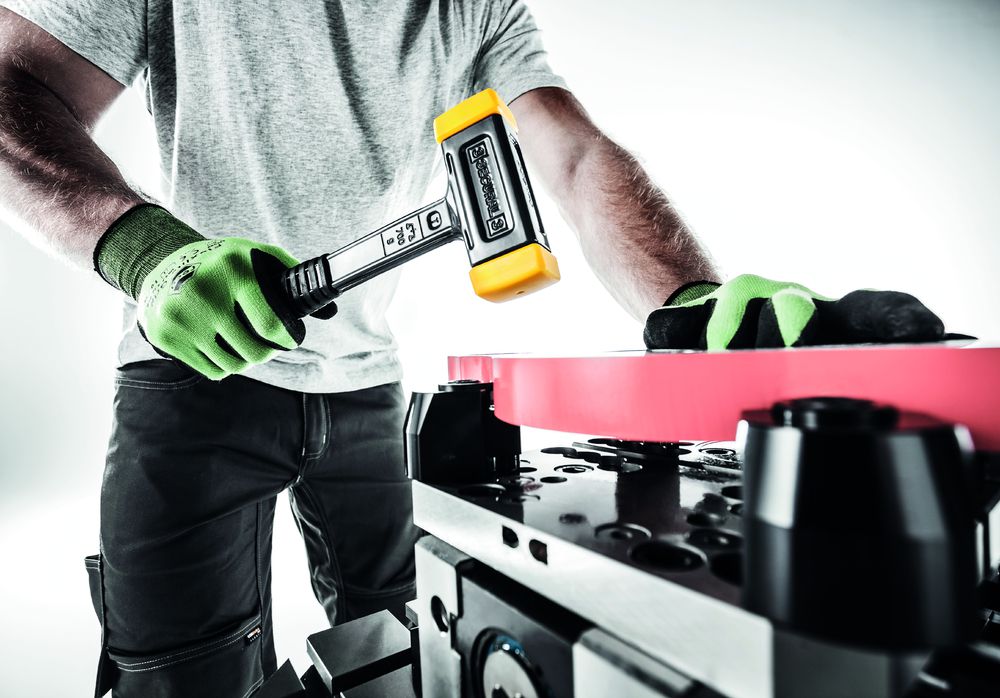 Produktbild SECURAL-Schonhammer, Kopf und Stiel bruchsicher aus einem Stück Stahl, Schlageinsätze rechteckig | L=35 mm / B=45 mm | 3380.045 bild 9